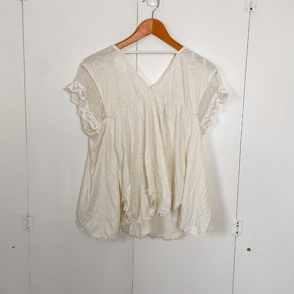 By Anthropologie V-Neck Lace Swing Top Coquette Dainty Crochet Lace, Size XS - Picture 4 of 10